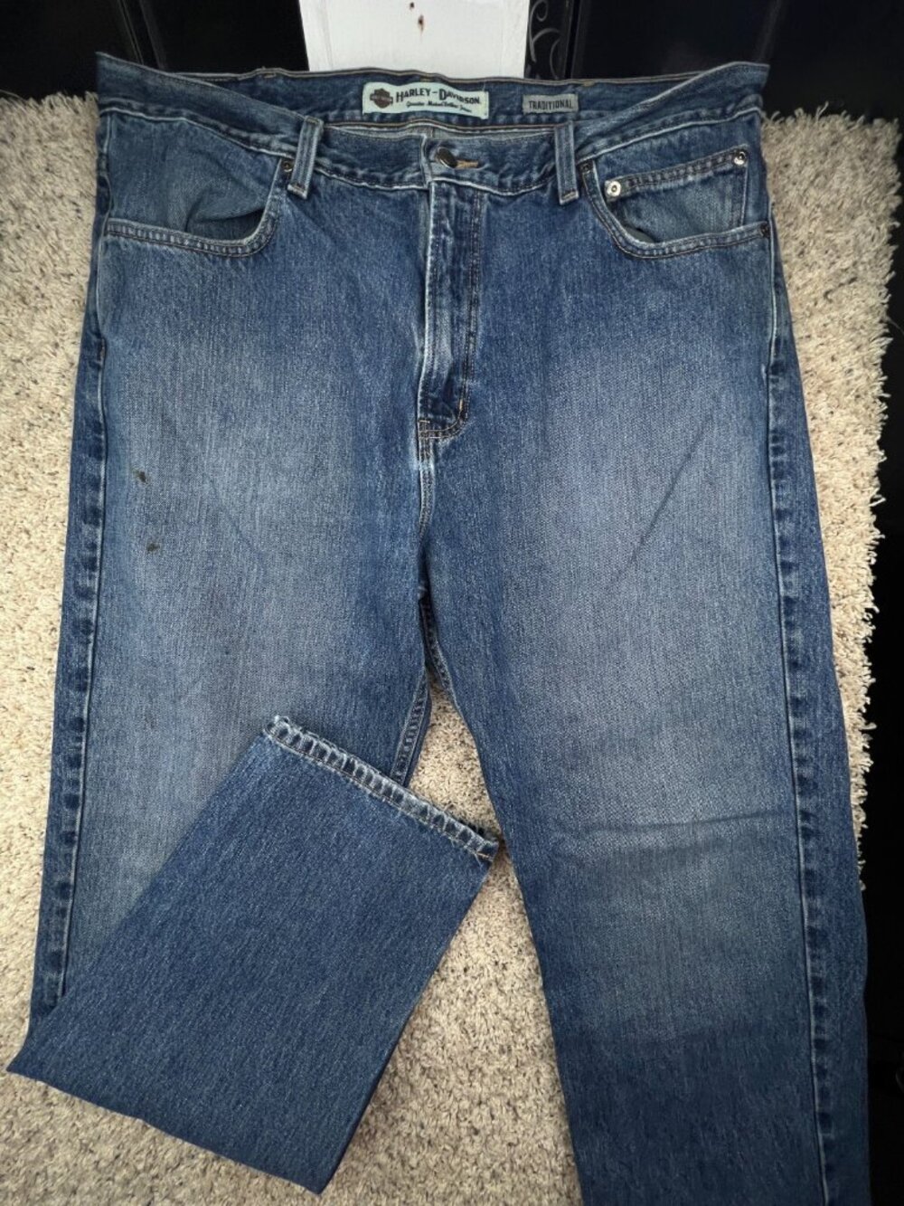 Harley Davidson Jeans Blue Denim Pants Traditional 40x34 Zip Fly Button Men’s